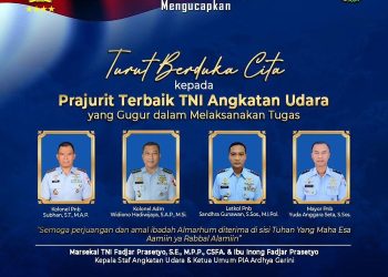 Empat Prajurit TNI AU Gugur dalam Kecelakaan Pesawat Tempur
