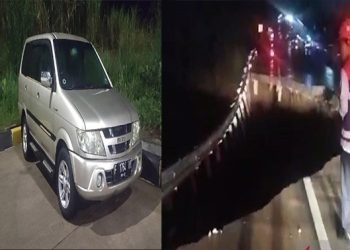 Tol Bocimi Longsor, Satu Mobil Isuzu Panther Terperosok Tanpa Kerusakan Parah, Dua Orang Selamat